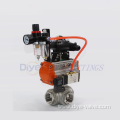 Pneumatic Actuator Three way Ball Valve Stainless Steel